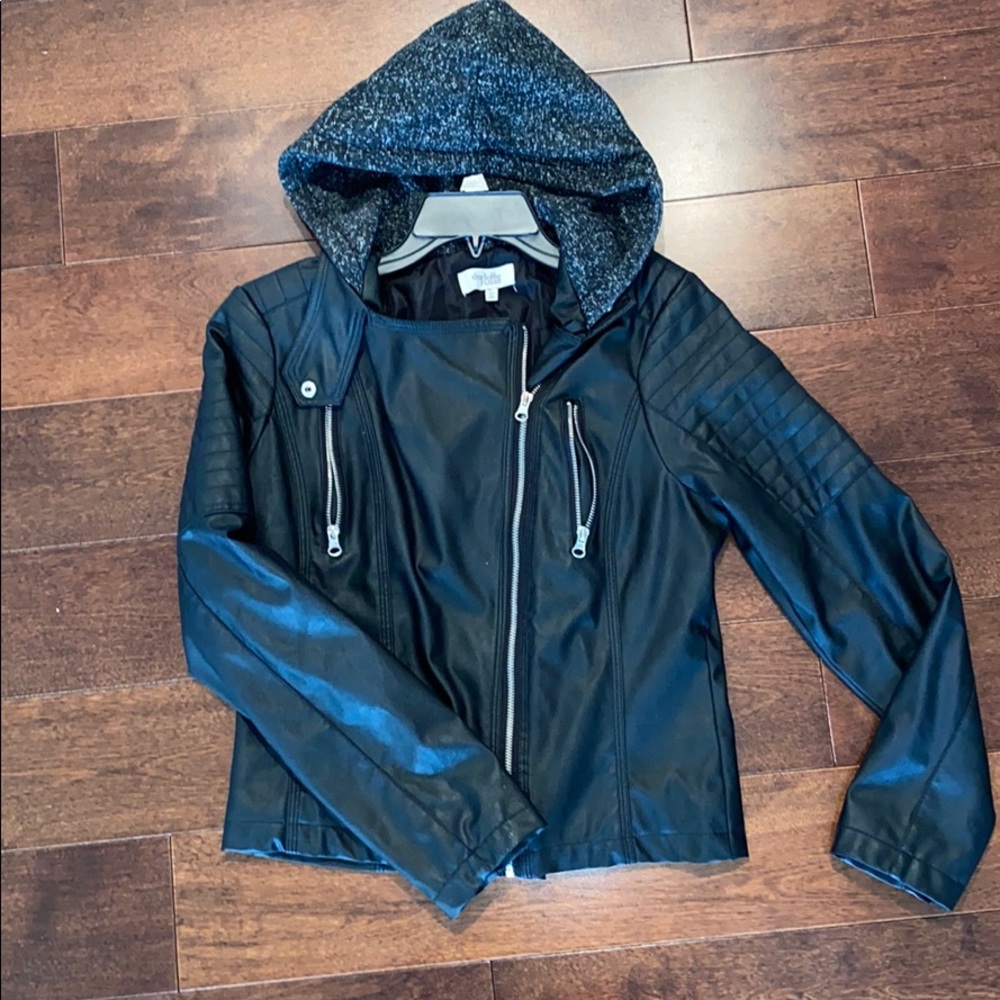 Charlotte Russe Faux Leather Jacket with hood